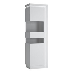 Rackhams Lyon Tall Narrow display cabinet (LHD) (including LED lighting) in White and High Gloss - Full Assembly Required - White - High Gloss - thumbnail 1
