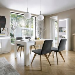 Rackhams Lyon Tall Narrow display cabinet (LHD) (including LED lighting) in White and High Gloss - Full Assembly Required - White - High Gloss - thumbnail 4