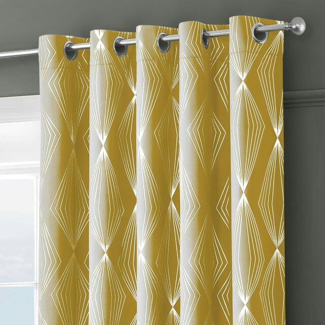 Rackhams Onyx Thermal Blackout Ready Made Eyelet Curtains - 117cm x 137cm - Ochre - image 1