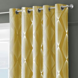 Rackhams Onyx Thermal Blackout Ready Made Eyelet Curtains - 117cm x 137cm - Ochre