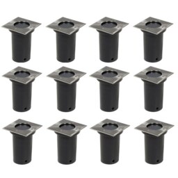 Rackhams Outdoor Ground Lights 12 pcs Square - Silver - Die-cast aluminium body + stainless steel cover + plastic housing + tempered glass diffuser