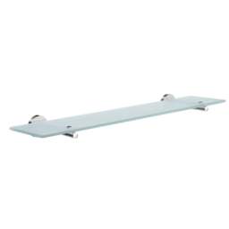 Rackhams Frosted Glass Bathroom Shelf (600mm) with Polished Chrome Wall Brackets