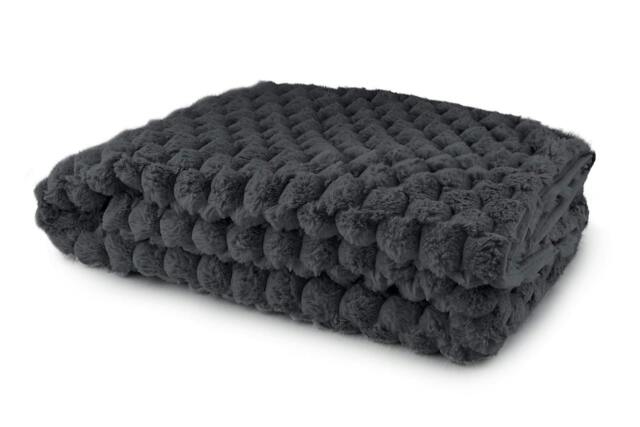 Rackhams Lush Faux Rabbit Fur Throw - Black - 140x180cm - image 1