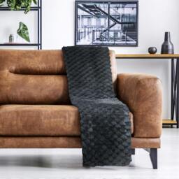 Rackhams Lush Faux Rabbit Fur Throw - Black - 140x180cm - thumbnail 3