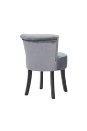 Rackhams Grey Velvet Button Tufted Upholstered Footstool for Dressing Table - Grey - thumbnail 4