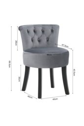 Rackhams Grey Velvet Button Tufted Upholstered Footstool for Dressing Table - Grey - thumbnail 3