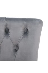 Rackhams Grey Velvet Button Tufted Upholstered Footstool for Dressing Table - Grey - thumbnail 6