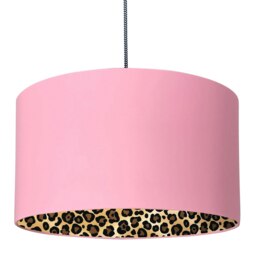 "Rackhams Leopard Print Silhouette Lampshade in Candy Floss Pink - Table / Floor Lamp - 30cm Diameter x 20cm Height / (12"" x 8"")" - thumbnail 2