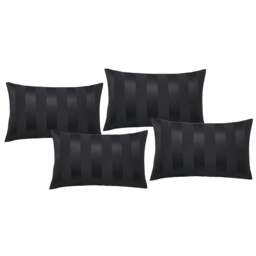 Rackhams So Soft Satin Stripe Standard Pillowcase Pack of 4 Black - Standard - Black - thumbnail 3