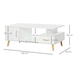 Rackhams Modern Minimalism Storage Coffee Table Wooden Living Room w/ Drawer - White - thumbnail 5
