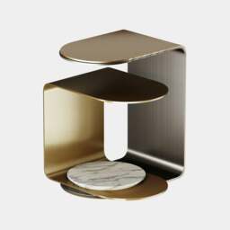 Rackhams Power Side Table Elegant Rare Shape & Carrara Marble - thumbnail 2