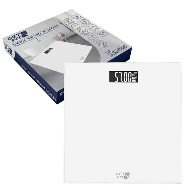 Rackhams Digital Weighing Bathroom Scale LCD Display, Automatic On/Off - 29x29cm - White - Smart Scale - image 1