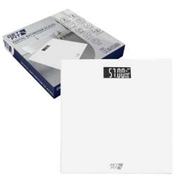 Rackhams Digital Weighing Bathroom Scale LCD Display, Automatic On/Off - 29x29cm - White - Smart Scale
