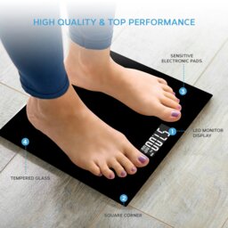 Rackhams Digital Weighing Bathroom Scale LCD Display, Automatic On/Off - 29x29cm - White - Smart Scale - thumbnail 5