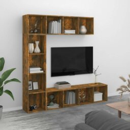 Rackhams 3 Piece Book/TV Cabinet Set Smoked Oak 180x30x180 cm - Brown - Engineered wood