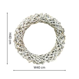 Rackhams Rattan Wreath White - 40cm - White - thumbnail 5