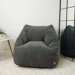 Rackhams Indoor Large Snuggle Bean Bag Chair - Adults Jumbo Cord - Ivory - thumbnail 2