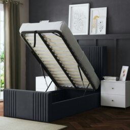 Rackhams Elara Divan Bed with Winged Panel Headboard - Grey (Steel) - Small Double / 4ft - thumbnail 3