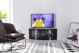 "Rackhams PANGEA Gloss Black Beam-Thru Curved Tru-Corner 32""-50"" TV Cabinet"