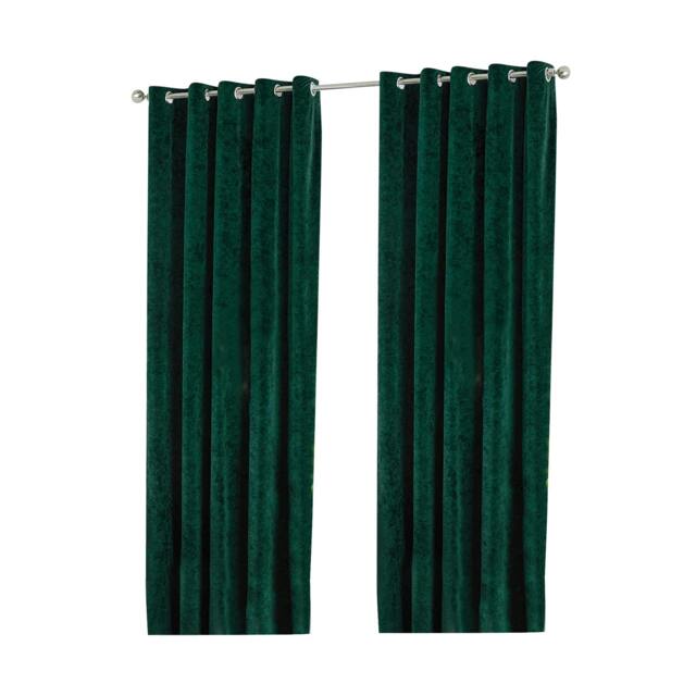 Rackhams Verona Crushed Velvet Eyelet Curtains - Emerald Green - 54in x 90in - Emerald Green - 100% Polyester - image 1