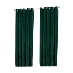 Rackhams Verona Crushed Velvet Eyelet Curtains - Emerald Green - 54in x 90in - Emerald Green - 100% Polyester - thumbnail 1