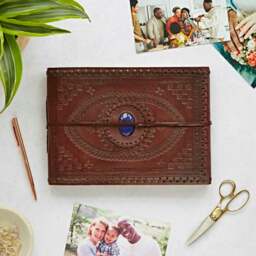 Rackhams Indra Medium Embossed & Stitched Leather Photo Album with Semi-Precious Stone - Labradorite - thumbnail 5