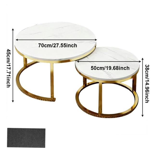 Rackhams Nesting Coffee Tables Set of 2 Round Stacking Sofa Side Tables for Living Room - White - image 1