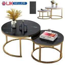 Rackhams Nesting Coffee Tables Set of 2 Round Stacking Sofa Side Tables for Living Room - White - thumbnail 3