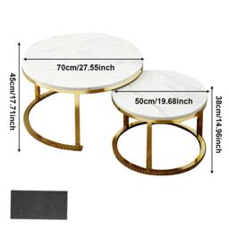 Rackhams Nesting Coffee Tables Set of 2 Round Stacking Sofa Side Tables for Living Room - White - thumbnail 1