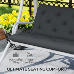Rackhams 3 Seater Garden Bench Cushion Outdoor Seat Pad with Ties Black - Dark Grey - 98L x 150W x 8D cm - thumbnail 5