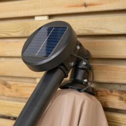 Rackhams 3m Solar Powered Cantilever Lit Banana Garden Parasol with Crank Handle & White LED Lights in Beige - thumbnail 6