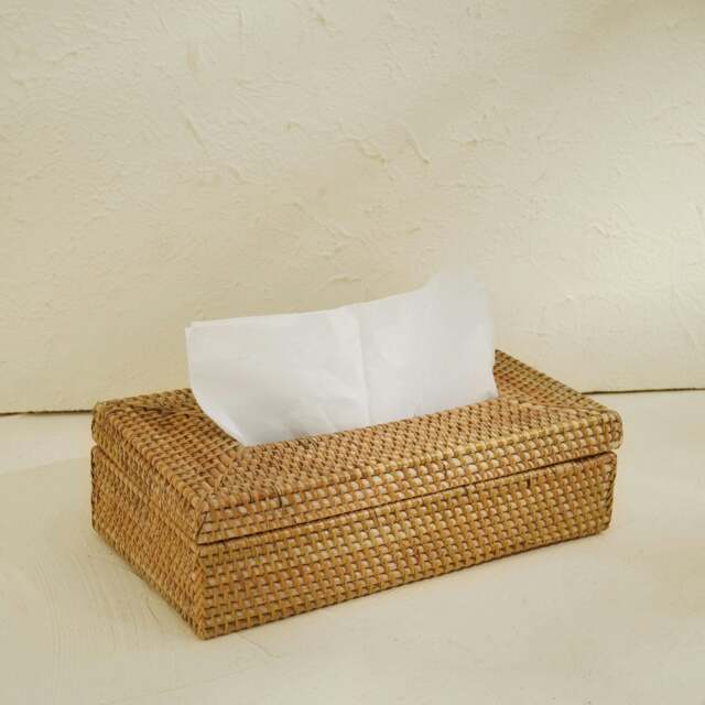 Rackhams Rectangular Tissue Holder - Wicker Rattan Tissue Box Cover - Natural - image 1