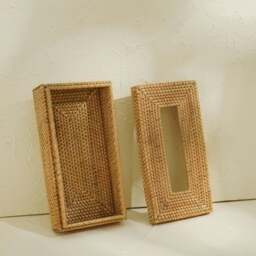Rackhams Rectangular Tissue Holder - Wicker Rattan Tissue Box Cover - Natural - thumbnail 6