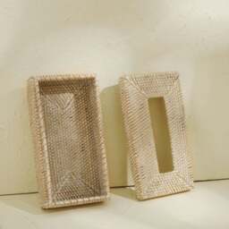 Rackhams Rectangular Tissue Holder - Wicker Rattan Tissue Box Cover - Natural - thumbnail 4