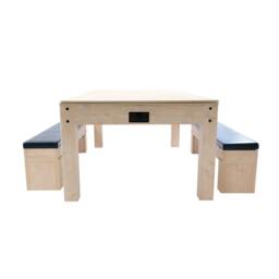 Rackhams 7-In-1 Games Table & Storage Benches x 2 - Oak - thumbnail 2