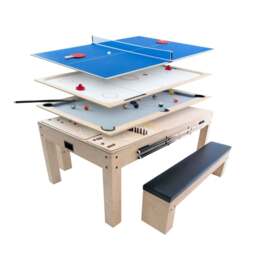 Rackhams 7-In-1 Games Table & Storage Benches x 2 - Oak