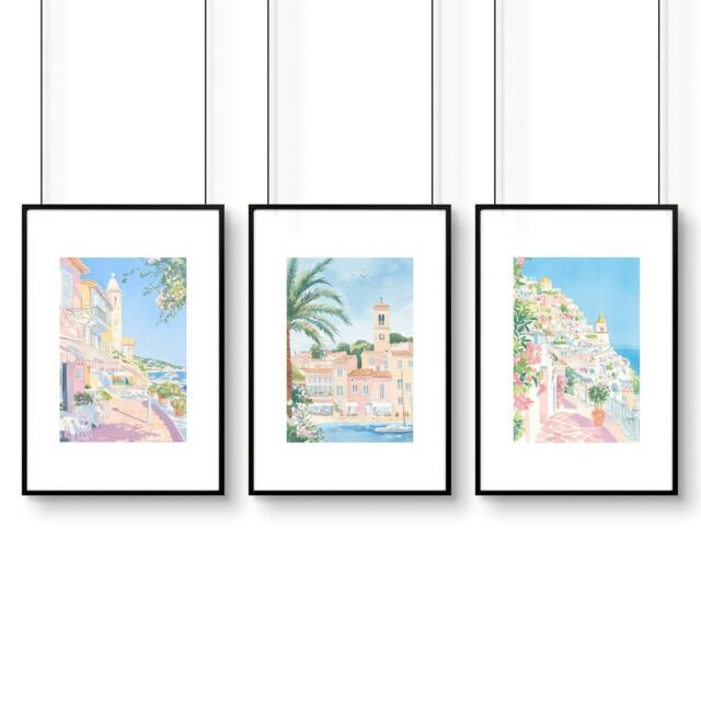 Rackhams Best Wall Art For Living Room - Set of 3 Beach Decor Wall art Prints - 20 x 30 in / 50 x 76 cm - Satin Photo paper 280 gsm - Black Frame - image 1