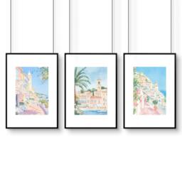 Rackhams Best Wall Art For Living Room - Set of 3 Beach Decor Wall art Prints - 20 x 30 in / 50 x 76 cm - Satin Photo paper 280 gsm - Black Frame