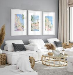 Rackhams Best Wall Art For Living Room - Set of 3 Beach Decor Wall art Prints - 20 x 30 in / 50 x 76 cm - Satin Photo paper 280 gsm - Black Frame - thumbnail 2