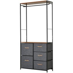 Rackhams Storage Coat Rack Hallway Bedroom Organiser Shelves w/ Hanger - thumbnail 2