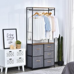Rackhams Storage Coat Rack Hallway Bedroom Organiser Shelves w/ Hanger