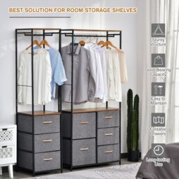 Rackhams Storage Coat Rack Hallway Bedroom Organiser Shelves w/ Hanger - thumbnail 4