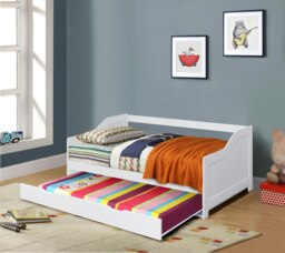 Rackhams 3ft Wooden Trundle Bed, Grey, White or Caramel Bedroom Furniture Trundle Bed - White - thumbnail 6