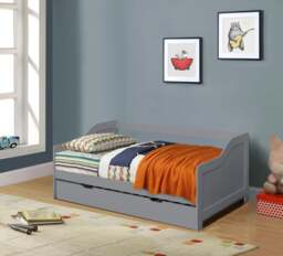 Rackhams 3ft Wooden Trundle Bed, Grey, White or Caramel Bedroom Furniture Trundle Bed - White - thumbnail 3