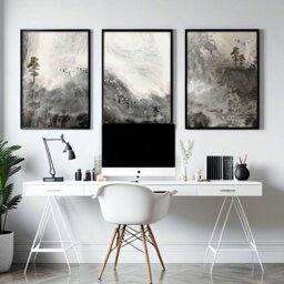 Rackhams Framed landscape print for home office decor - set of 3 wall art -  - A4 8.27 x 11.69 in / 21 x 29.7 cm - Unframed - thumbnail 3
