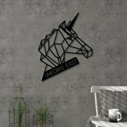Rackhams Modern Metal Wall Art Unicorn Theme Home Ornament Decorative Minimalist Design Hanging Wall Sculpture, Black - Metal - Black