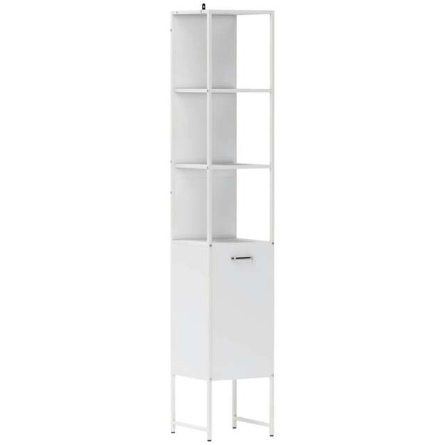 Rackhams Tall Bathroom Cabinet with Open Shelves and Adjustable Shelf - White