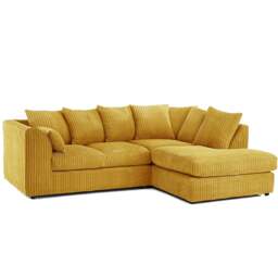 Rackhams Luxor Cord Fabric 4 Seater Corner Sofa Scatter Back - Mustard - Right Hand Facing - thumbnail 1