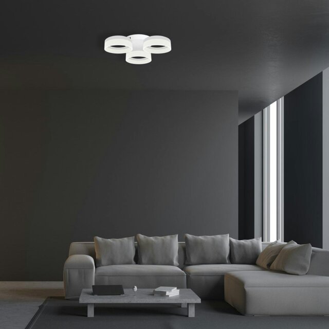 Rackhams Ring 46CM LED Designer Pendant Lamp A Stunning Centrepiece Formed From 3 Hypnotic White Hoops 36W(150W) LED Hoop - image 1