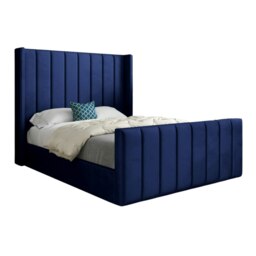 Rackhams Romano Straight Winged Upholstered Soft Velvet Bed Frame - Blue - Pink - Single - thumbnail 6